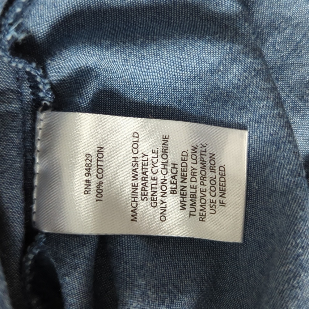 Derek Heart Denim Top Drawstring Tie Waist Button Up Size Small - Picture 11 of 12
